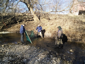 Rick with Students in Stream