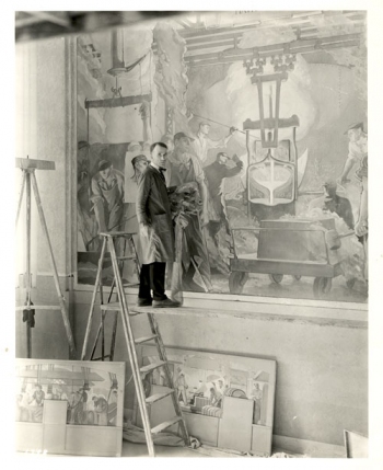 Arthur Covey - Working on Kohler Mural