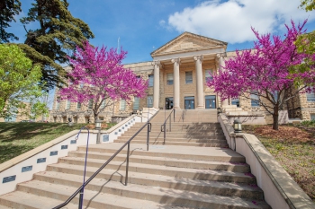 Christy Administration Building in spring